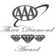 The image shows the AAA logo with the text "Three Diamond Award" below it and three diamond icons underneath the text, indicating an award level. logo on footer section.
