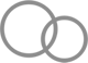 Two overlapping circles in gray forming a simple Venn diagram showing the intersection of both shapes.